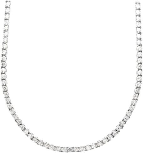 قلادة سباركلز 5-25 قيراط Lab Grown Diamond للتنس للنساء من الذهب عيار 14 قيراط أو البلاتين | وضوح EF-VS | تم إنشاء 4 Prong Lab من 5 إلى 25 قيراط من قلادة الماس المستديرة اللامعة | هدايا الزفاف والمجوهرات in Kuwait