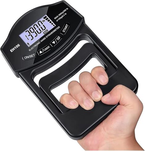 Grip Strength Tester, 396Lbs/180Kg Digital Hand Dynamometer Meter USB LCD Screen(Black Grip Meter) in Kuwait