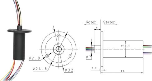 1pcs Conductive Rotating Collector Slip Ring Diameter 15.5mm 24 Channels 2A Rotating Collector Joint in Saudi Arabia