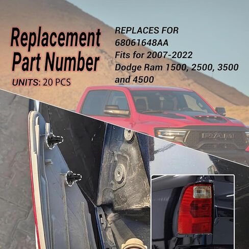 20PCS Tail Lights Retainer Clips 68061648aa Compatible with 2007-2022 Dodge Ram 1500 2500 3500 4500, Tail Lamp Retainers for Rear Tail Light Assembly in Kuwait