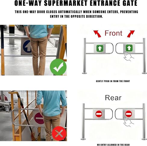 بوابة تأرجح تلقائية للارتداد على نطاق واسع من الفولاذ المقاوم للصدأ، باب يدوي، بوابة تأرجح ذاتية الإغلاق تلقائيًا، باب أمان من الفولاذ المقاوم للصدأ لمحلات السوبر ماركت والأسوار والمداخل الصناعية، متينة in Kuwait