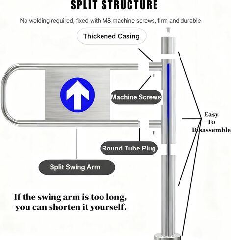 بوابة تأرجح أوتوماتيكية واسعة من الفولاذ المقاوم للصدأ، باب يدوي، بوابة تأرجح أوتوماتيكية لمحلات السوبر ماركت - بوابة مشاة يدوية ذاتية الإغلاق، باب مدخل 90 درجة، سياج صناعي متين in Kuwait