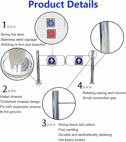 بوابة تأرجح أوتوماتيكية واسعة من الفولاذ المقاوم للصدأ، باب يدوي، بوابة تأرجح محملة بنابض - باب أمان لمحلات السوبر ماركت والمكتبات، تحكم آمن في الوصول، تصميم متين، أمان معزز in Kuwait