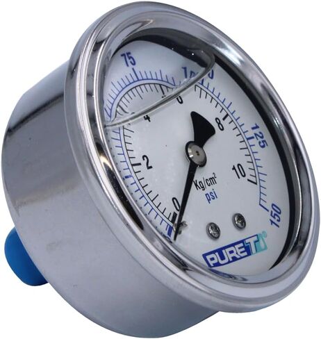 PureT PGB-100-PT, Bottom Mount Pressure Gauge - Liquid Filled Gauge Contain 100% Pure Glycerin and Durable Acrylic Window (2.5" Dial) (100 PSI, 1/4" MNPT Connection) in Saudi Arabia