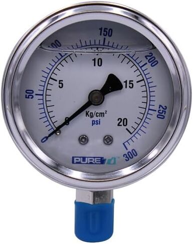 PureT PGB-100-PT, Bottom Mount Pressure Gauge - Liquid Filled Gauge Contain 100% Pure Glycerin and Durable Acrylic Window (2.5" Dial) (100 PSI, 1/4" MNPT Connection) in Saudi Arabia