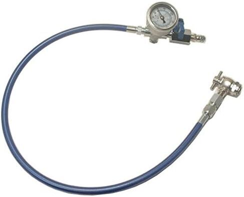 Nitrogen Shock Fill Kit 600 PSI Pressure Gauge, 2 Foot Hose, No Loss Air Chuck and Pressure Relief Valve, Strut Service Valve Adapter, Made in The USA in Kuwait