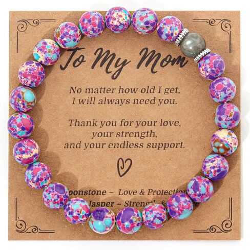 Easter Basket Stuffers Bracelet – Handmade Gemstone Bunny Bracelet with Cute Bunny Card and Gift Box, Stretch Beaded Jewelry Holiday Gift in Kuwait