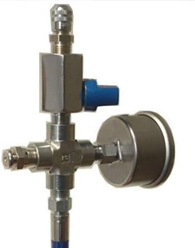 Nitrogen Shock Fill Kit 600 PSI Pressure Gauge, 2 Foot Hose, No Loss Air Chuck and Pressure Relief Valve, Strut Service Valve Adapter, Made in The USA in Kuwait