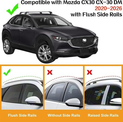 SYDSZ Cross Bar Roof Rack Fit for Mazda CX30 CX-30 2020 2021 2022 2023 2024 2025, Flush Side Rails, Heavy Duty Aluminum Roof Cross Bars Rooftop Luggage Rack, Ski Rack for car roof in Kuwait