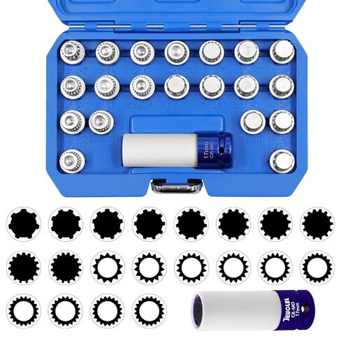 21PCS Wheel Locking Nut Key Kit Compatible with BMW, Wheel Lock Nut Socket Adapter Set, Anti-Theft Lug Nut Removal Tool, Anti-Theft Screw Remover in Saudi Arabia