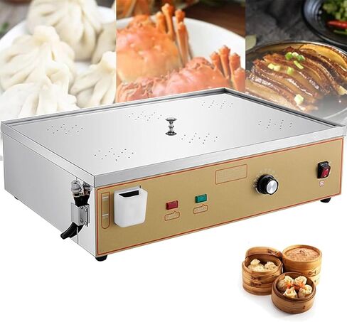 Electric Food Steamer, 6-Hole Commercial Steamed Machine with Water Level Port & Steam Vent Control for Home and Restaurant Use in Saudi Arabia