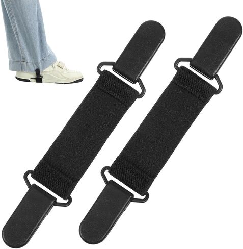 2PCS Boot Straps for Jeans, Adjustable Elastic Stirrup Pants, Boot Strap, for Women & Men Riding Motorcycle Mitten Pants, Black in Saudi Arabia