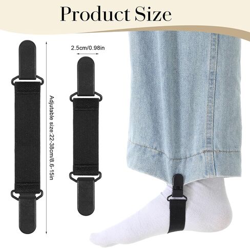 2PCS Boot Straps for Jeans, Adjustable Elastic Stirrup Pants, Boot Strap, for Women & Men Riding Motorcycle Mitten Pants, Black in Saudi Arabia