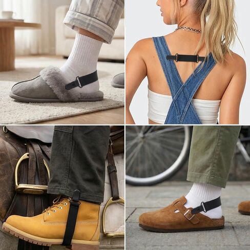 2PCS Boot Straps for Jeans, Adjustable Elastic Stirrup Pants, Boot Strap, for Women & Men Riding Motorcycle Mitten Pants, Black in Saudi Arabia