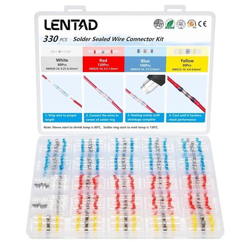 150 PCS Solder Seal Wire Connectors Kit, Waterproof Heat Shrink Butt Connectors 26-10 AWG, Insulated Heat Shrink Self Solder Splice Electrical Terminals for Marine Automotive Boat Truck in Saudi Arabia