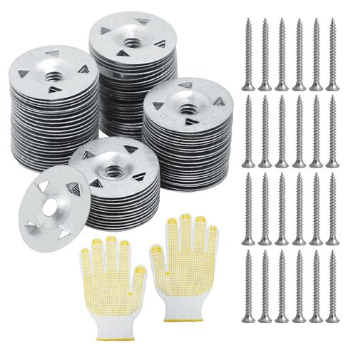 500 Pcs Foam Board Fasteners Kit with Gloves, Foam Board Fasteners Washers Installation, 1-1/8 Inch Metal Washers and Stainless Steel Screws for Fixing Fastening Installation, Board Hardware Set in Saudi Arabia