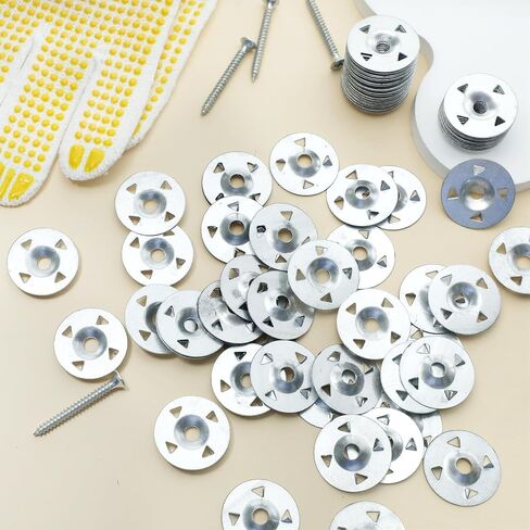500 Pcs Foam Board Fasteners Kit with Gloves, Foam Board Fasteners Washers Installation, 1-1/8 Inch Metal Washers and Stainless Steel Screws for Fixing Fastening Installation, Board Hardware Set in Saudi Arabia