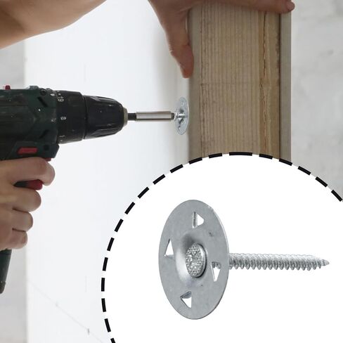 500 Pcs Foam Board Fasteners Kit with Gloves, Foam Board Fasteners Washers Installation, 1-1/8 Inch Metal Washers and Stainless Steel Screws for Fixing Fastening Installation, Board Hardware Set in Saudi Arabia