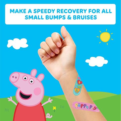 Smart Care Peppa Pig Bandage Kit, Cute Bandages for Kids, Infants & Children, Latex-Free, Assorted Variety Pack with Travel Size Tin Case, 33CT in Kuwait