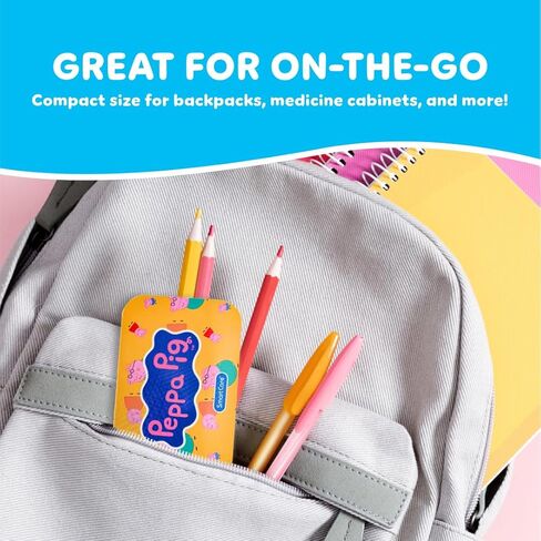 Smart Care Peppa Pig Bandage Kit, Cute Bandages for Kids, Infants & Children, Latex-Free, Assorted Variety Pack with Travel Size Tin Case, 33CT in Kuwait