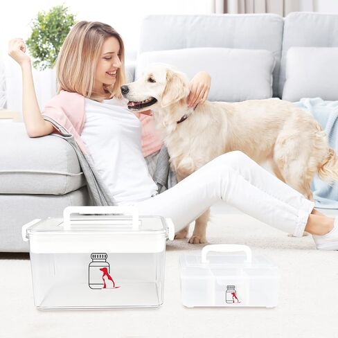 Set of 2 First Aid Kit box,Large Pet First Aid Kit Bin Empty,Portable Medicine Box for Dog Cat,Medic Organizer with Handle,Family Dog Travel Camping Emergency Tool Set in Saudi Arabia