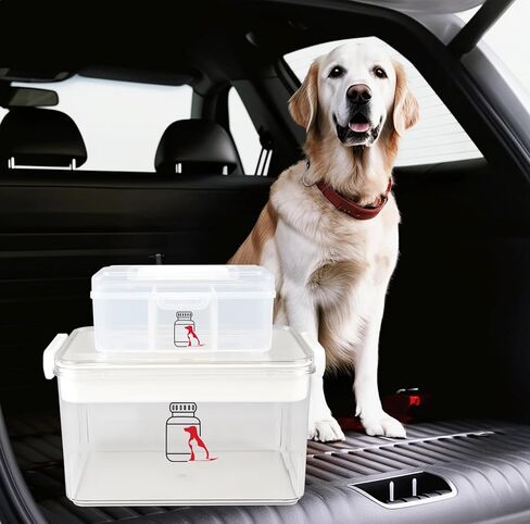 Set of 2 First Aid Kit box,Large Pet First Aid Kit Bin Empty,Portable Medicine Box for Dog Cat,Medic Organizer with Handle,Family Dog Travel Camping Emergency Tool Set in Saudi Arabia