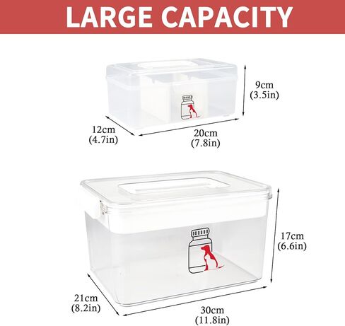 Set of 2 First Aid Kit box,Large Pet First Aid Kit Bin Empty,Portable Medicine Box for Dog Cat,Medic Organizer with Handle,Family Dog Travel Camping Emergency Tool Set in Saudi Arabia
