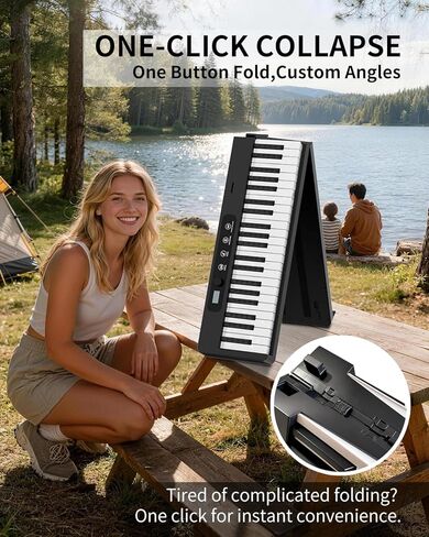 Finger Ballet 88 Key Folding Piano Keyboard, Digital Piano with Bluetooth MIDI, Full Size/Semi-Weighted/Portable, Rechargeable Travel Piano for Beginners, Adults, Students, Home Practice in Saudi Arabia