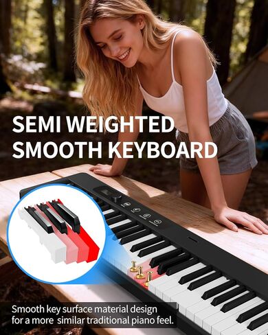 Finger Ballet 88 Key Folding Piano Keyboard, Digital Piano with Bluetooth MIDI, Full Size/Semi-Weighted/Portable, Rechargeable Travel Piano for Beginners, Adults, Students, Home Practice in Saudi Arabia