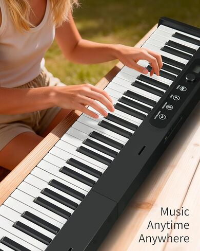 Finger Ballet 88 Key Folding Piano Keyboard, Digital Piano with Bluetooth MIDI, Full Size/Semi-Weighted/Portable, Rechargeable Travel Piano for Beginners, Adults, Students, Home Practice in Saudi Arabia
