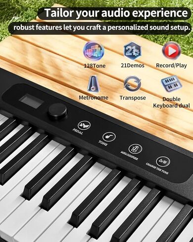 Finger Ballet 88 Key Folding Piano Keyboard, Digital Piano with Bluetooth MIDI, Full Size/Semi-Weighted/Portable, Rechargeable Travel Piano for Beginners, Adults, Students, Home Practice in Saudi Arabia