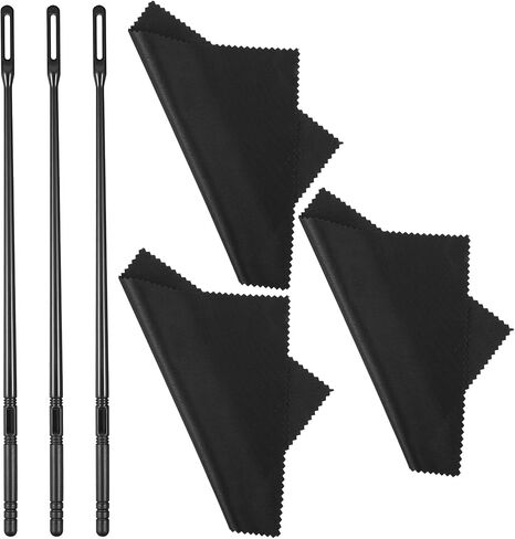 3 مجموعات من أدوات تنظيف الفلوت، وقضيب وقماش شفاف للفلوت، وملحقات تلميع وتنظيف الآلات الموسيقية، ومسحات نظيفة، وقماش تنظيف المزامير لأدوات صيانة المزامير (أسود) in Kuwait