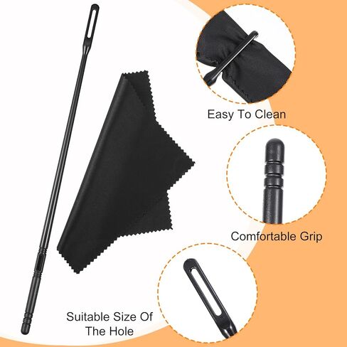 3 مجموعات من أدوات تنظيف الفلوت، وقضيب وقماش شفاف للفلوت، وملحقات تلميع وتنظيف الآلات الموسيقية، ومسحات نظيفة، وقماش تنظيف المزامير لأدوات صيانة المزامير (أسود) in Kuwait