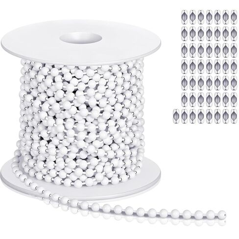 50ft 4.5mm Ball Beaded Chain with 50 Connectors for Roller Shade &Vertical Window Blinds, Dog Tag Chain, Jewelry Making/Crafts & DIY Projects (Black) in Saudi Arabia