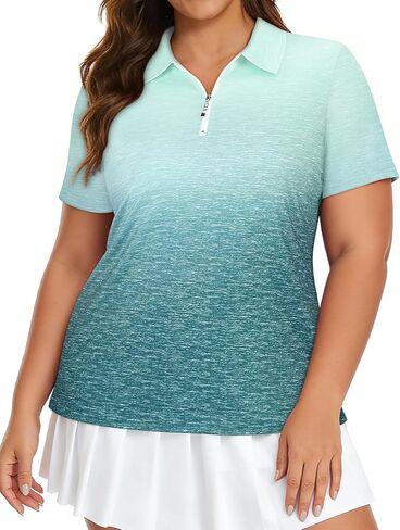 Viracy Womens Golf Polo Shirts Plus Size 1/4 Zip Up Sun Protection Collared Short Sleeve Lightweight Athletic Workout Tops in Saudi Arabia
