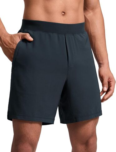 CRZ YOGA Men's Linerless Split Training Shorts 7" - Lightweight Quick Dry Soft Workout Running Athletic Gym with Pockets in Saudi Arabia