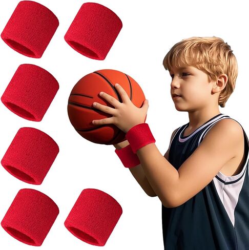 TopTie 6 Pcs Wrist Sweatbands Sports Wristband Terry Cotton Absorbent for Tennis Basketball Competitions in Saudi Arabia