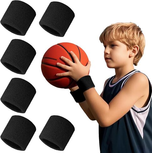 TopTie 6 Pcs Wrist Sweatbands Sports Wristband Terry Cotton Absorbent for Tennis Basketball Competitions in Saudi Arabia