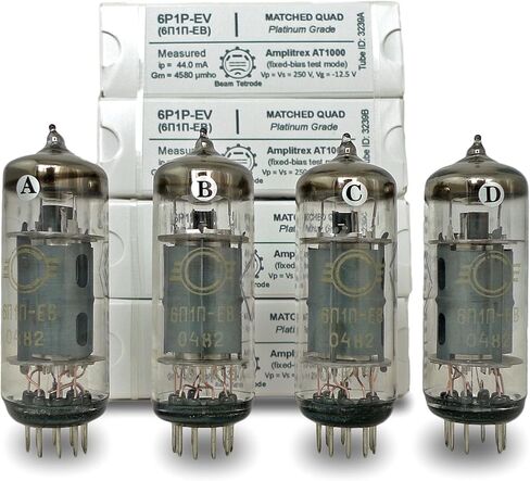 Riverstone Audio 6P1P-EV (6П1П-EB) NOS رباعي متطابق تم اختباره (4 قطع) - ترقية للأنابيب المفرغة ذات 9 سنون 6P1 و6P1P - رباعية من الدرجة البلاتينية، 6P1P-EV (6П1П-EB) in Kuwait