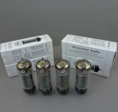 Riverstone Audio 6P1P-EV (6П1П-EB) NOS رباعي متطابق تم اختباره (4 قطع) - ترقية للأنابيب المفرغة ذات 9 سنون 6P1 و6P1P - رباعية من الدرجة البلاتينية، 6P1P-EV (6П1П-EB) in Kuwait