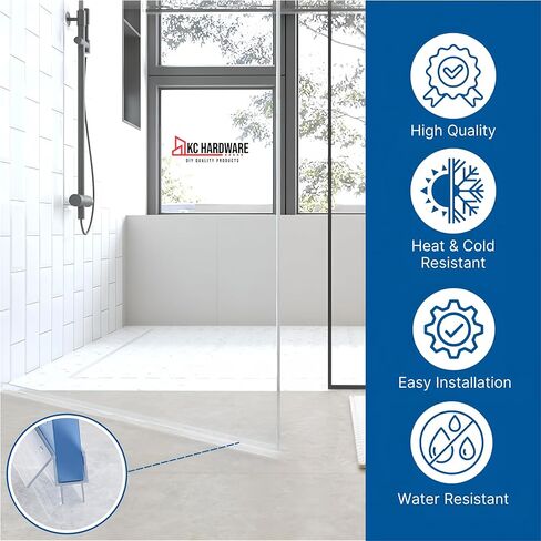 KC Hardware Frameless Shower Door Bottom Seal Strip with Drip Rail - Shower Door Seal Sweep for 3/8 Inch Thick Glass - Acts as a Leak Guard to Prevent Water Leaks - 36 Inch - Ultra Clear - Pack of 1 in Saudi Arabia