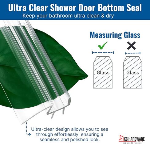 KC Hardware Frameless Shower Door Bottom Seal Strip with Drip Rail - Shower Door Seal Sweep for 3/8 Inch Thick Glass - Acts as a Leak Guard to Prevent Water Leaks - 36 Inch - Ultra Clear - Pack of 1 in Saudi Arabia