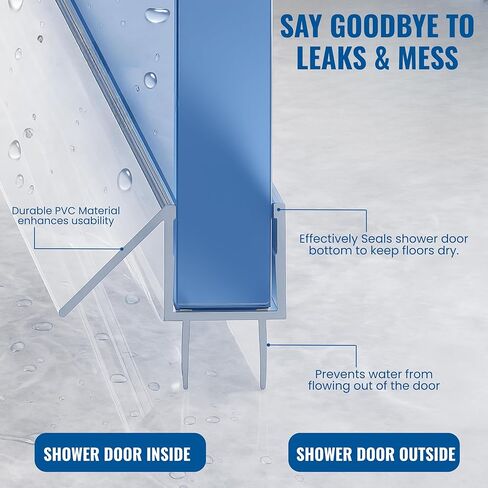 KC Hardware Frameless Shower Door Bottom Seal Strip with Drip Rail - Shower Door Seal Sweep for 3/8 Inch Thick Glass - Acts as a Leak Guard to Prevent Water Leaks - 36 Inch - Ultra Clear - Pack of 1 in Saudi Arabia
