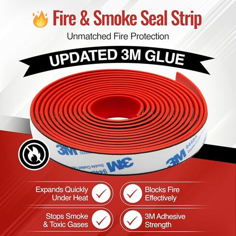 أشرطة شريط مانع تسرب الدخان المنتفخة 3M - شرائط أبواب مقاومة للحريق مرنة قابلة للتمدد - شريط 9 أقدام من الجرافيت والمواد المطاطية المركبة - شريط ختم حشية المدخن للنوافذ المقاومة للحريق والأبواب الفولاذية أو المزلقة in Kuwait