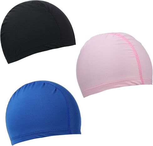 3pcs Elastic Swim Caps, Swimming Caps Bathing Caps Unisex Swim Caps for Adults Women Men Comfortable Non-Slip Swimming Pool Cap for Long and Short Hair in Saudi Arabia
