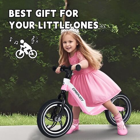 12" Balance Bike for Kids 3-6 Years Old, Bicolored Magnesium Alloy Frame, Alumimum Alloy Wheel Hub and Comfortable Inflatable Tires in Kuwait