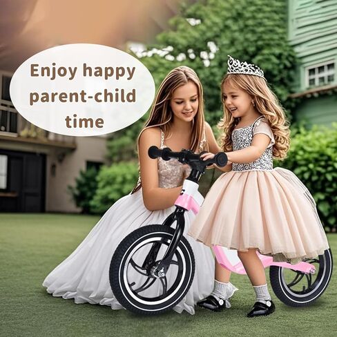 12" Balance Bike for Kids 3-6 Years Old, Bicolored Magnesium Alloy Frame, Alumimum Alloy Wheel Hub and Comfortable Inflatable Tires in Kuwait