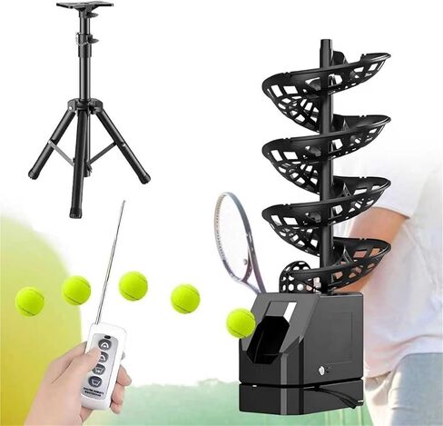 Smart Tennis Ball Machine, Automatic Tennis Launcher, Holds About 33 Balls, with Remote Control, 60-105CM Adjustable Tripod, Portable Tennis Launcher, for Practice and Training in Saudi Arabia
