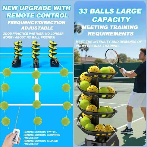 Smart Tennis Ball Machine, Automatic Tennis Launcher, Holds About 33 Balls, with Remote Control, 60-105CM Adjustable Tripod, Portable Tennis Launcher, for Practice and Training in Saudi Arabia