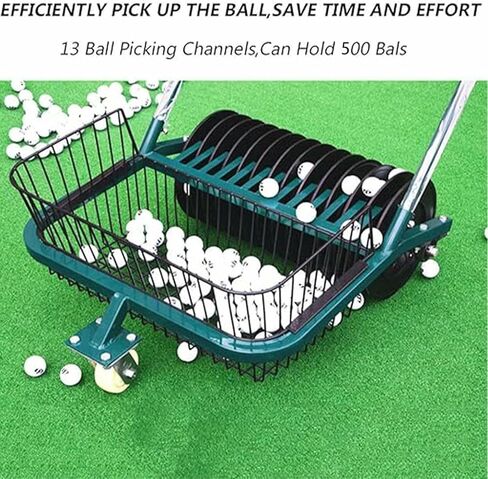 آلة التقاط كرات الجولف، تصميم دوار للدفع اليدوي، التقاط تلقائي، سعة كبيرة 13 قناة، عجلات دوران 360 درجة لأداة التدريب على الالتقاط والتخزين in Kuwait
